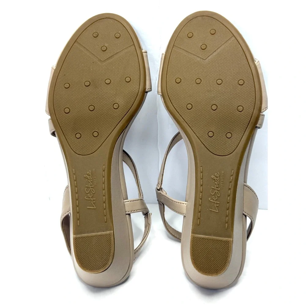 LifeStride Yasmine Strappy Wedge Sandals Heirloom Faux Leather Size 7.5M NWT/BOX